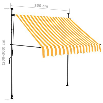 vidaXL Tenda da Sole Retrattile Manuale LED 150 cm Bianca e Arancione