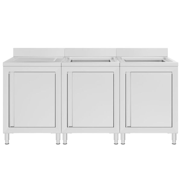 vidaXL Mobiletto da Cucina con Lavandino in Acciaio Inox 180x60x96 cm