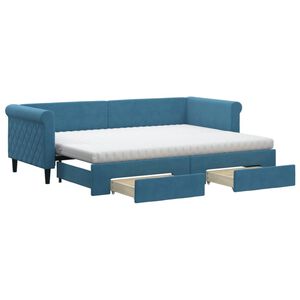 vidaXL Divano Letto Estraibile con Cassetti Blu 80x200 cm in Velluto