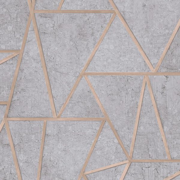 DUTCH WALLCOVERINGS Carta da Parati a Triangoli Grigio e Argento