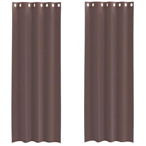 vidaXL Tende in Voile con Occhielli 2 pz Marrone 140x300 cm