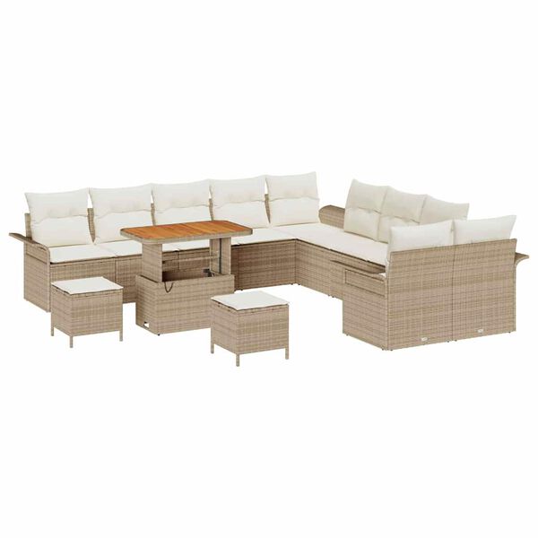 vidaXL Set Divano da Giardino 13 pcs Beige polyrattan