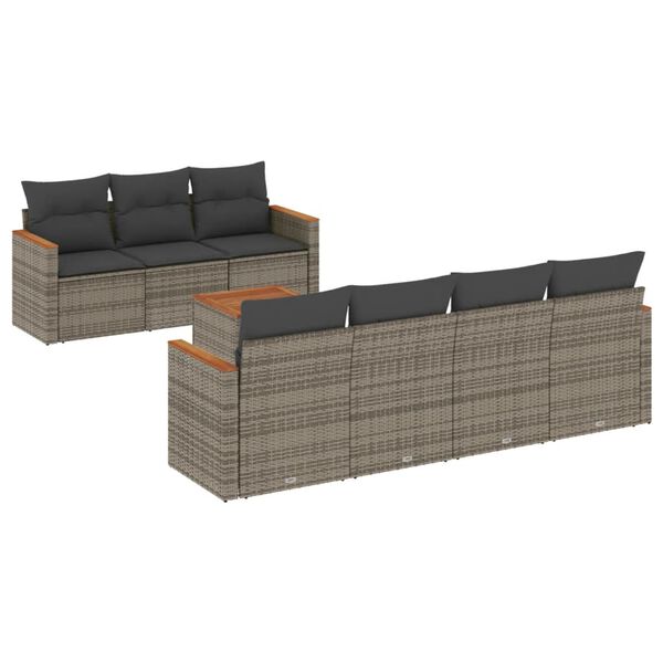 vidaXL Set Divano da Giardino 8 pz con Cuscini Grigio in Polyrattan