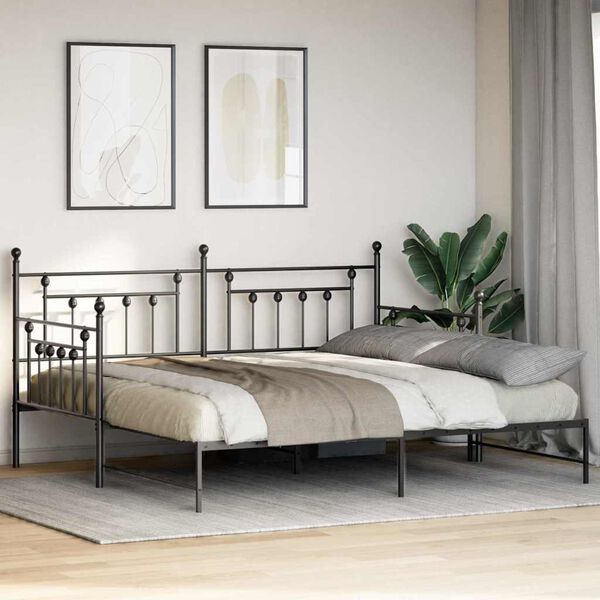 vidaXL Struttura per letto di giorno Nero 107 x 203 cm Acciaio