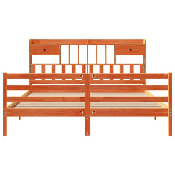 vidaXL Letto Libreria senza Materasso Marrone Cera 200x200 cm in Pino