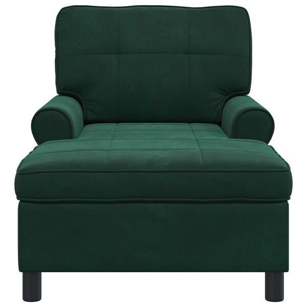 vidaXL Chaise Lounge con cuscino Verde Scuro 91 x 157 x 91 cm Velluto