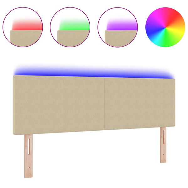 vidaXL Testiera LED con testiera Grigio Verde 144 cm Poliestere