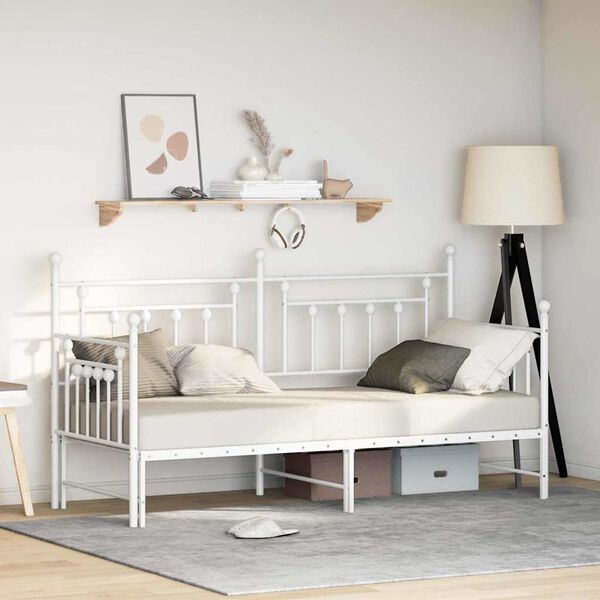 vidaXL Struttura per letto di giorno Bianco 75 x 190 cm Acciaio
