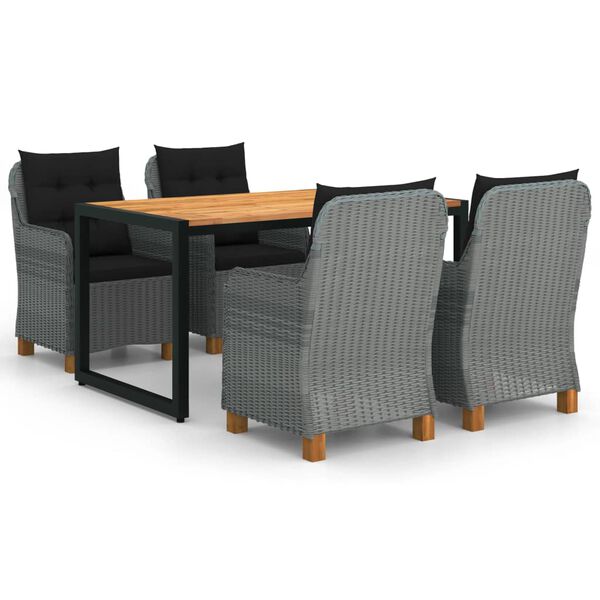 vidaXL Set Mobili da Pranzo per Giardino 5 pz Grigio Chiaro