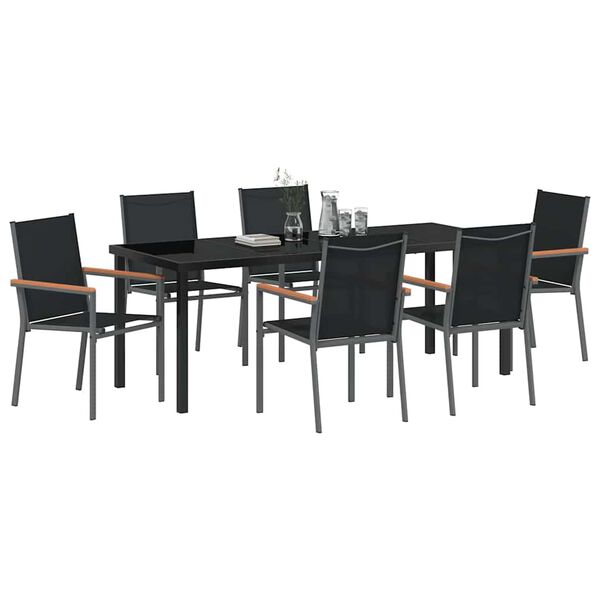 vidaXL Set da Pranzo per Giardino 7 pcs Nero