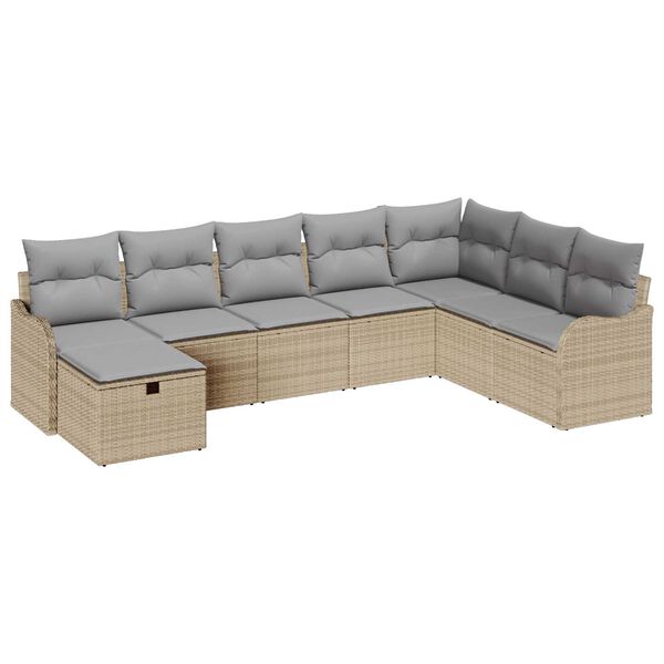vidaXL Set di divani con cuscino Beige e Grigio Chiaro polyrattan