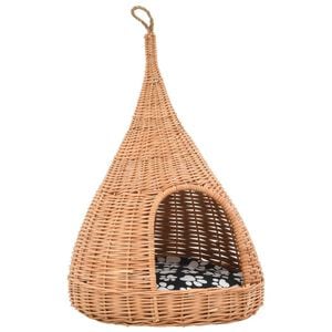 vidaXL Cesta per Gatti con Cuscino 40x60cm Teepee Salice Naturale