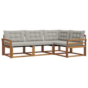 vidaXL Set di divani da esterno 4 pcs Grigio Naturale e Chiaro