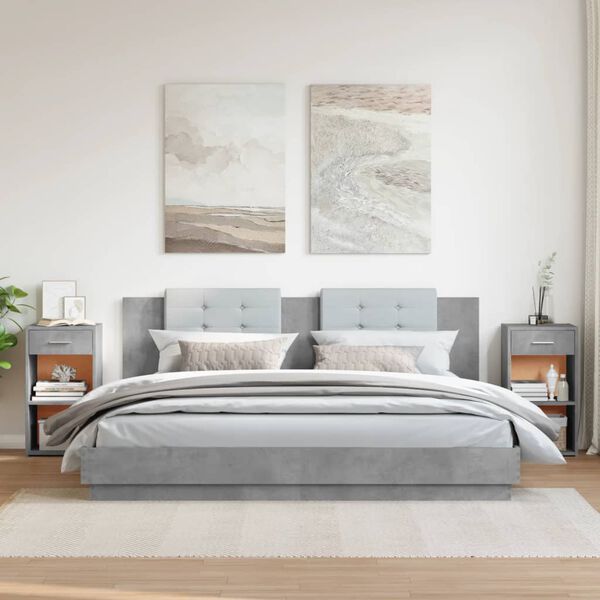 vidaXL Comodini 2 pz Grigio Cemento 35x34x65 cm in Legno Multistrato