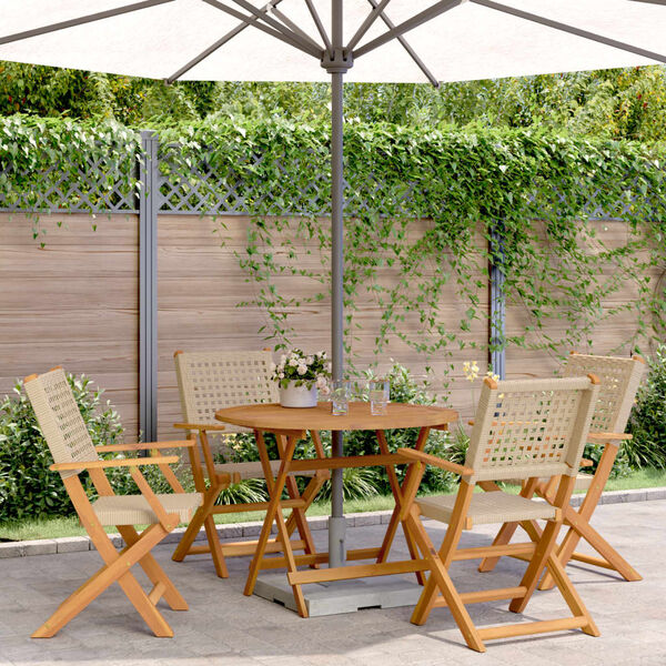 vidaXL Set Pranzo da Giardino 5 pz Beige Polyrattan e Legno Massello