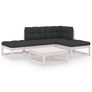 vidaXL Set Divani da Giardino 5 pz con Cuscini Legno Massello Pino