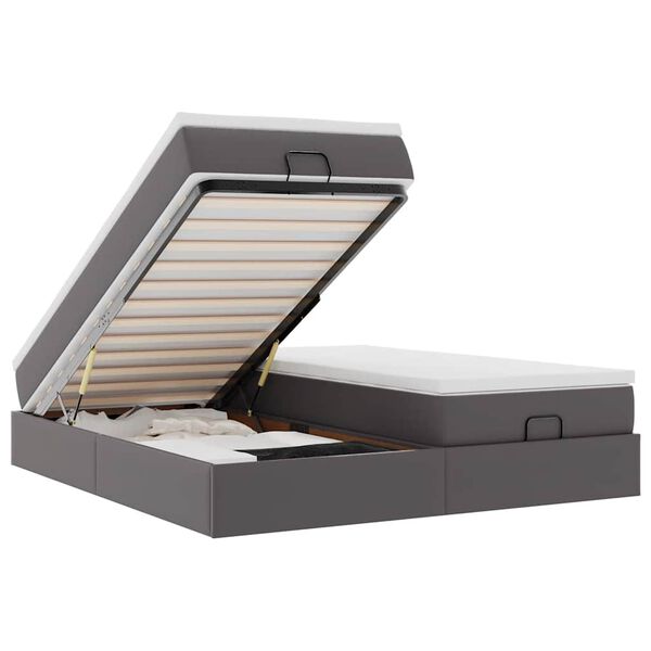 vidaXL Struttura Letto Pouf con Materassi Grigio 180x200 cm Similpelle