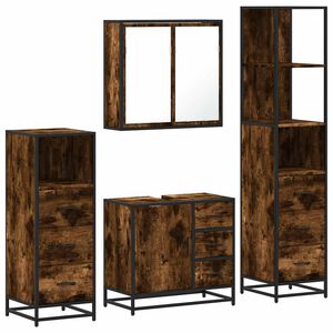 vidaXL Set Mobili da Bagno 4 pz Rovere Fumo in Legno Multistrato