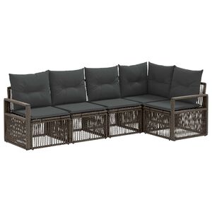 vidaXL Set Divano da Giardino 5 pcs Grigio polyrattan
