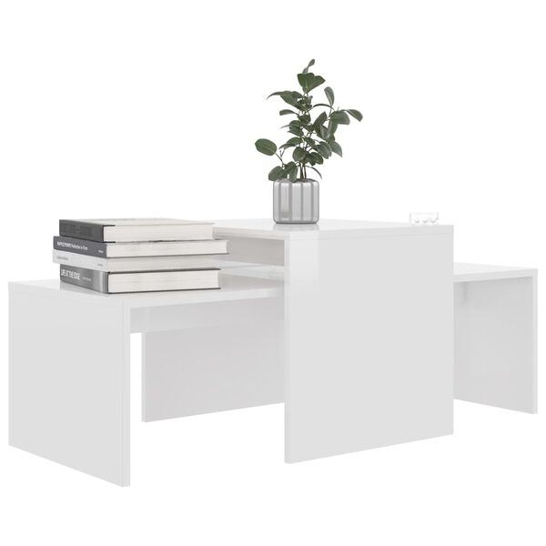 vidaXL Set Tavolini da Salotto Bianco Lucido 100x48x40 cm Multistrato