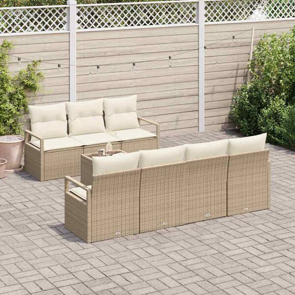 vidaXL Set Divano da Giardino con cuscino 8 pcs Beige e Crema