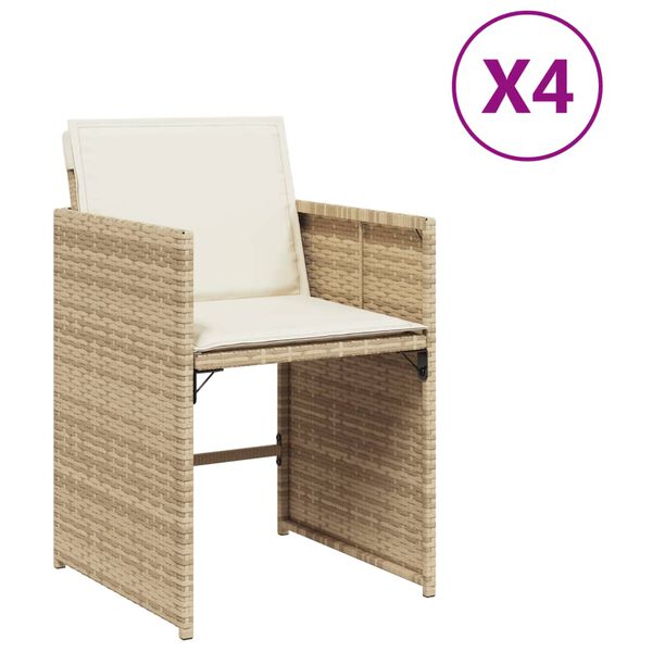 vidaXL Sedie da Giardino con Cuscini 4 pz Beige in Polyrattan