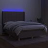 vidaXL Letto a Molle con Materasso e LED Tortora 140x190 cm in Tessuto