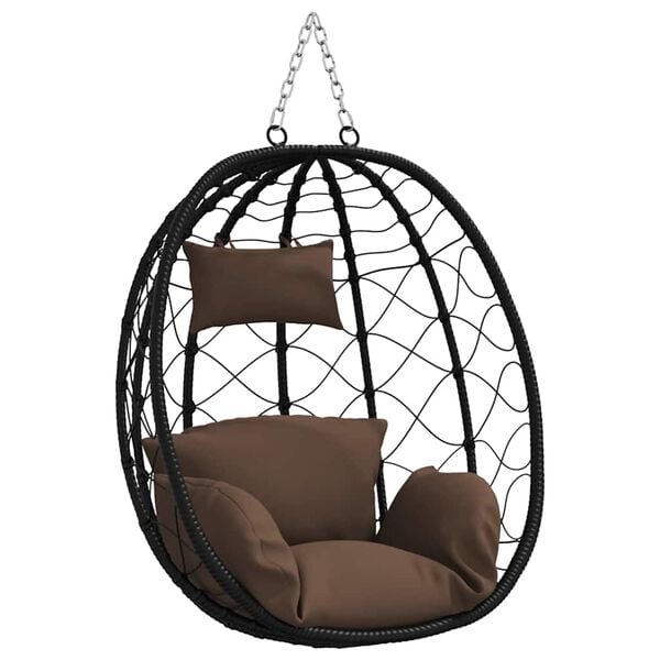 vidaXL Sedia uovo sospesa Caff&egrave; 91,5 x 60 x 110 cm polyrattan