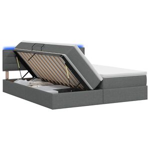 vidaXL Letto con contenitore LED e materasso Grigio Scuro 200 x 200 cm