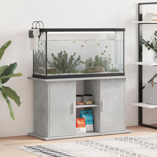 vidaXL Supporto per acquario in cemento grigio 101x41x58 cm in legno ingegnerizzato