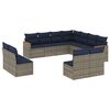 vidaXL Set Divani da Giardino 11 pz con Cuscini Grigio in Polyrattan