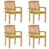 vidaXL Sedie da Giardino Impilabili 4 pz con Cuscini Massello di Teak