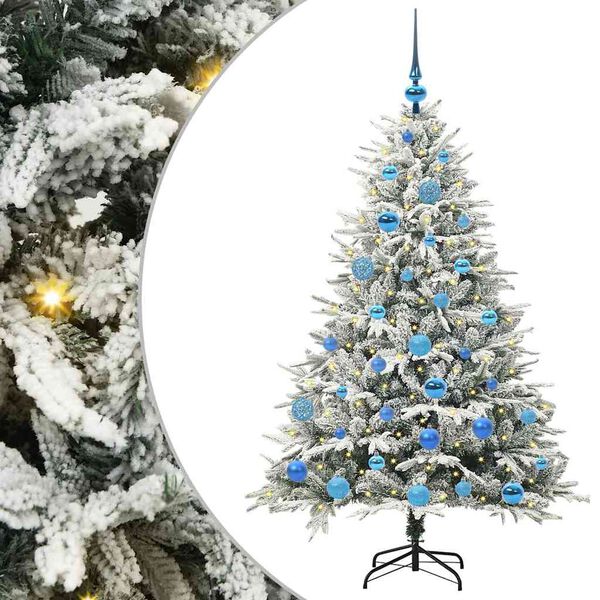 vidaXL Albero di Natale Artificiale Pre-illuminato con Set di Palline