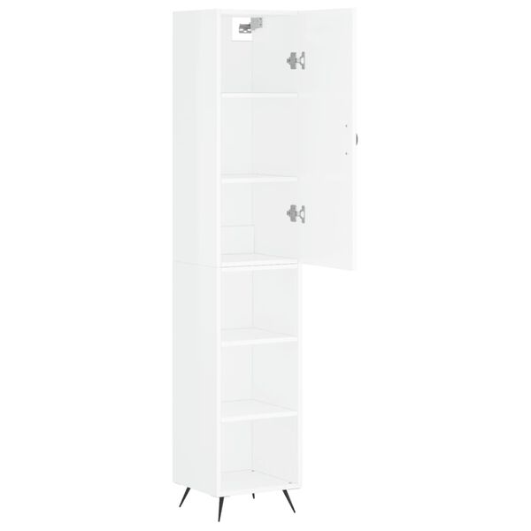 vidaXL Credenza 34,5x34x180 cm in Legno Multistrato Bianco Lucido