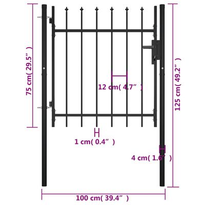 vidaXL Cancello per Recinzioni con Design a Lance 100x75 cm