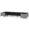 vidaXL Set Divani da Giardino 7 pz con Cuscini Polyrattan Grigio Scuro