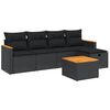 vidaXL Set Divano da Giardino 6 pz con Cuscini Nero in Polyrattan