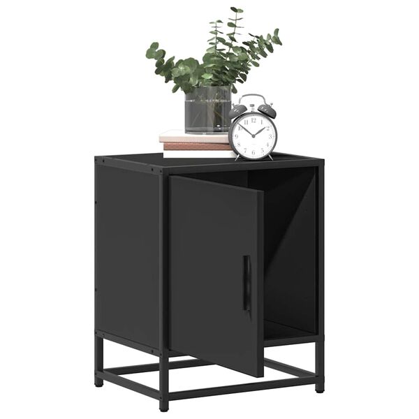 vidaXL Comodino Nero 40x31x50 cm Legno Multistrato e Metallo