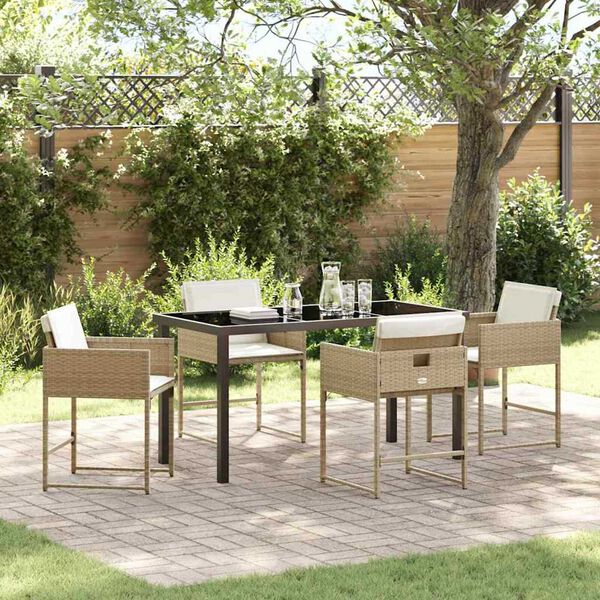 vidaXL Set da Pranzo per Giardino 5 pcs Beige polyrattan