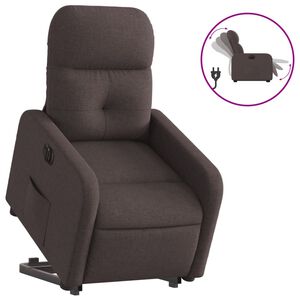 vidaXL Poltrona Alzapersona Reclinante Elettrica Marrone Scuro Tessuto