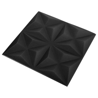 vidaXL Pannelli Murali 3D 24 pz 50x50 cm Neri Origami 6 m²