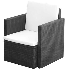 vidaXL Sedia da Giardino con Cuscini in Polyrattan Nero