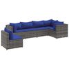 vidaXL Set Divani da Giardino 6 pz con Cuscini in Polyrattan Grigio