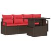 vidaXL Set Divano da Giardino 5 pz 4-Numero di posti Marrone e Rosso