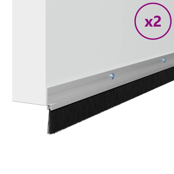 vidaXL Spazzole per porte a vite 2 pcs Argento 100 cm