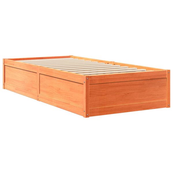 vidaXL Letto con Materasso Marrone Cera 90x200cm Legno Massello Pino