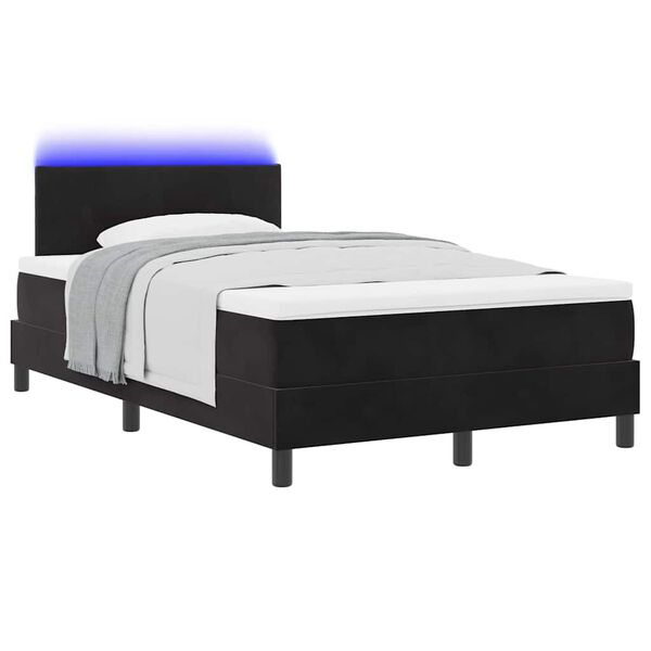 vidaXL Letto a Sorgente LED con materasso Nero 120 x 200 cm Velluto