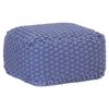 vidaXL Pouf Intrecciato a Mano Blu 50x50x30 cm in Cotone