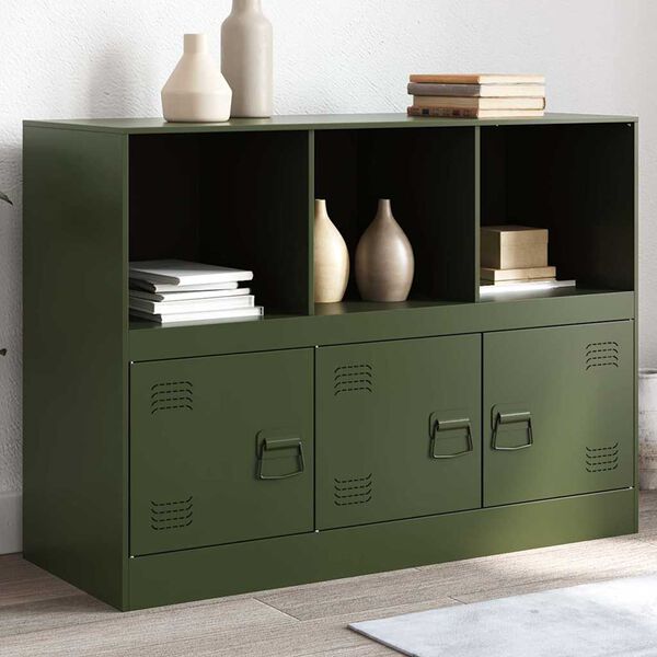 vidaXL Credenza Verde Oliva 99x39x73 cm in Acciaio