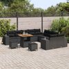 vidaXL Set Divano da Giardino con cuscino 13 pcs Nero polyrattan